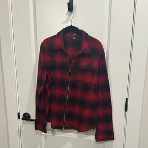 Chaps Women's Red and Black Checkered Utility Jacket